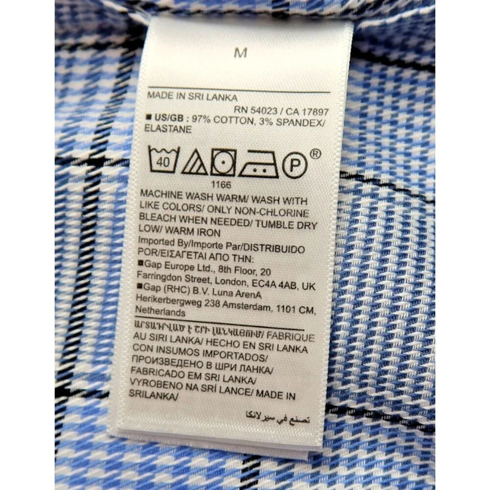 Banana Republic Wrinkle Resistant Shirt Men Medium Slim Fit Blue/Black Plaid L/S